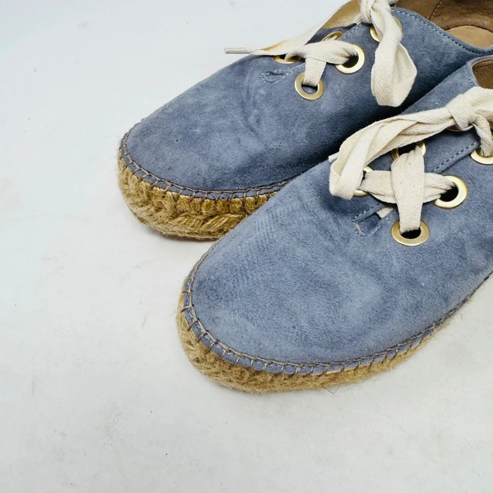 Eric‎ Michael Blue Suede Espadrille Sneakers EU 38 Platform Spain Boho Coastal